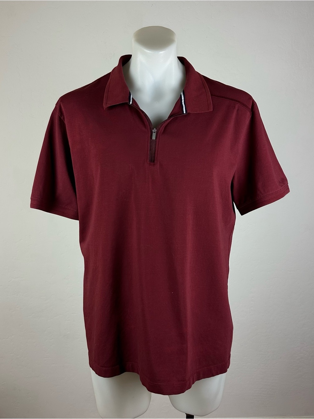 BMW Men's Half-Zip Burgundy Polo